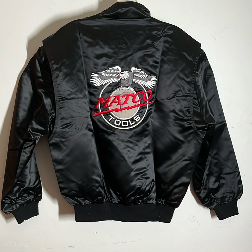 Vintage Matco Tools Black Satin Bomber Jacket